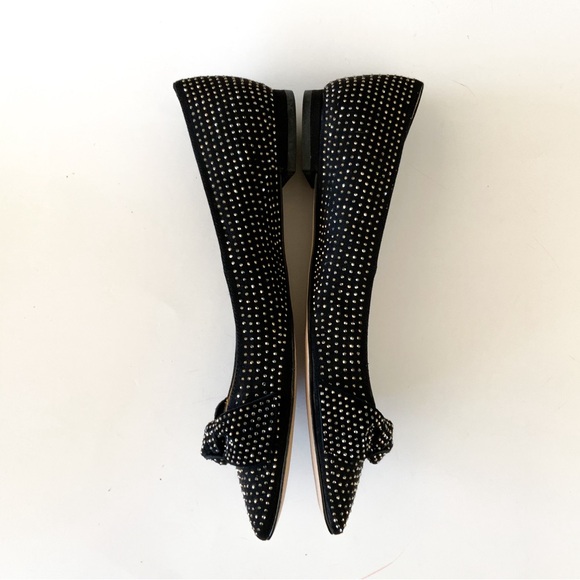 Ann Taylor Crystal Studded Black Bow Flats Size 9 - Picture 3 of 8